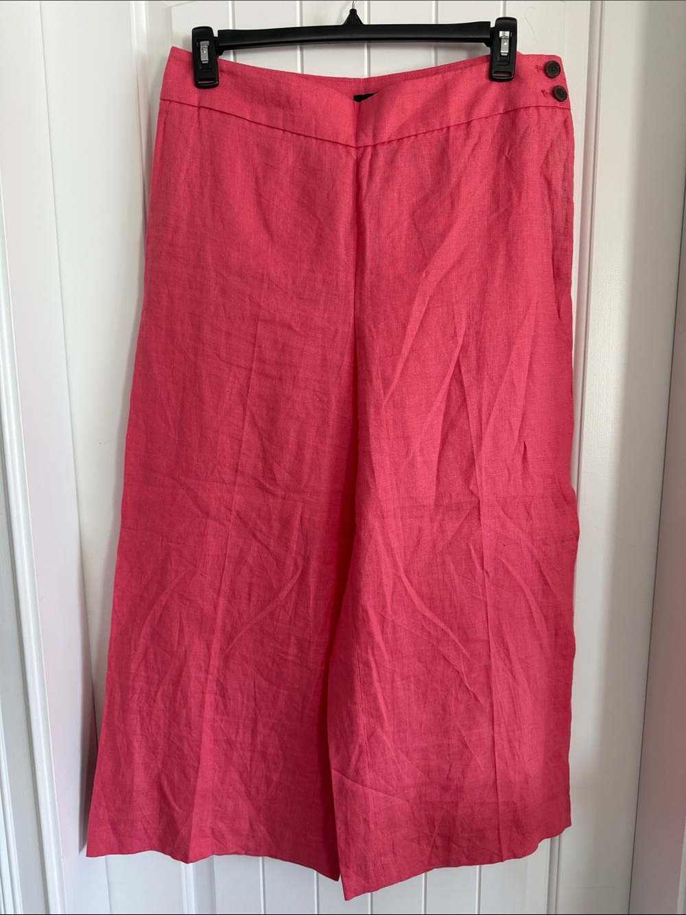 Talbots Coral Pink Wide-Leg Linen Pants